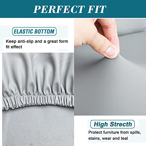 Waterproof PU Round Bar Stool Covers 4-Pack Light Gray - Stretch Fit