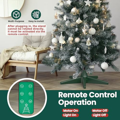 Rotating Christmas Tree Stand with Remote Control, Supports up to 7.8ft Artificial Tree