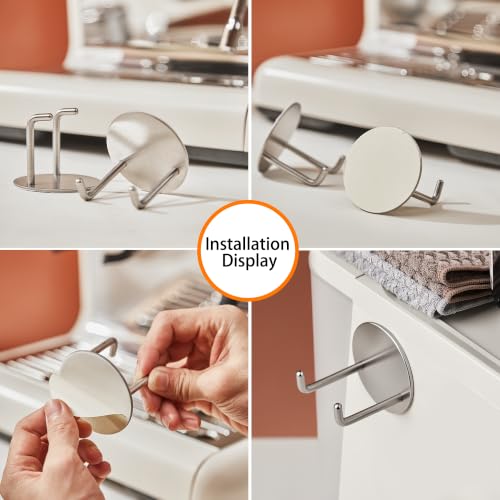 Self Adhesive Double Wall Hooks - Stainless Steel Towel and Robe Hangers, Waterproof Heavy Duty Bathroom Kitchen