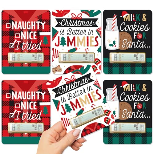 Christmas Pajamas DIY Money Holder Cards Set of 6 - Holiday Plaid Gift