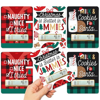 Christmas Pajamas DIY Money Holder Cards Set of 6 - Holiday Plaid Gift