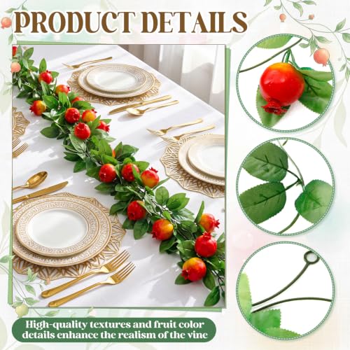 Artificial Pomegranate Garland 3 Pack 57 Inches Decorative Faux Fruit String
