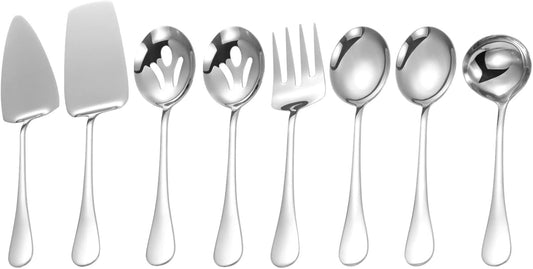 Regine Switzerland Stainless Steel Serving Utensils Set - 8-Piece Polished Serving Tools for Buffets & Parties | Dishwasher Safe
