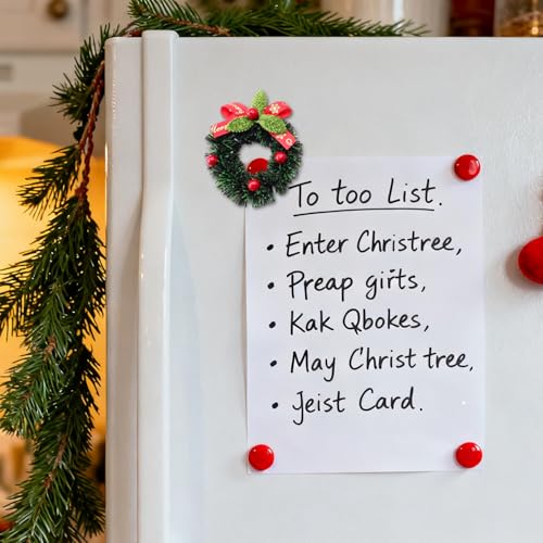 Christmas Fridge Magnets with Mistletoe Design - Style8, Cute Wreath Xmas Refrigerator Decor