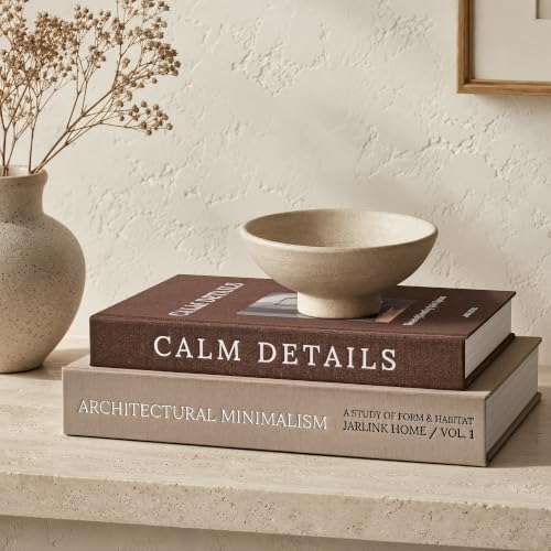 Decorative Linen Faux Book Set - Oatmeal-Brown, 2 Sizes for Home & Office