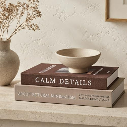 Decorative Linen Faux Book Set - Oatmeal-Brown, 2 Sizes for Home & Office