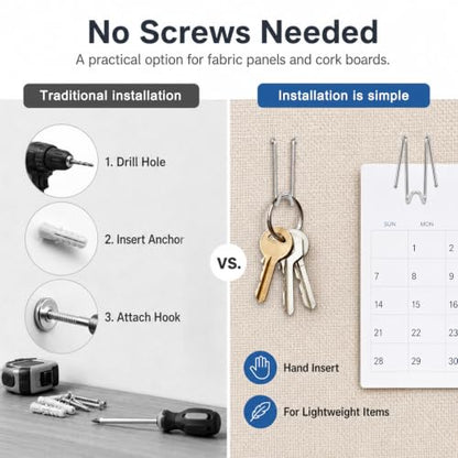 36 Pack Cubicle Wall Hooks for Office & Home - Stainless Steel Hangers with Storage Box
