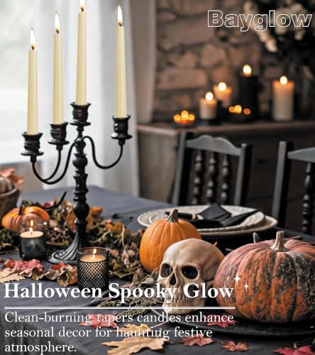 Ivory Taper Candles - 12 Pack, 10 Inch Unscented Dripless Home Decor