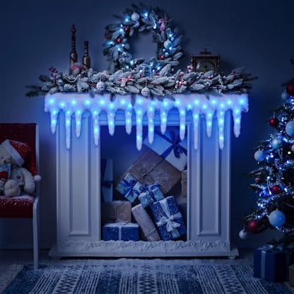 LED Christmas Icicle Snow Blanket Set with 8 Flashing Modes - Battery Powered
