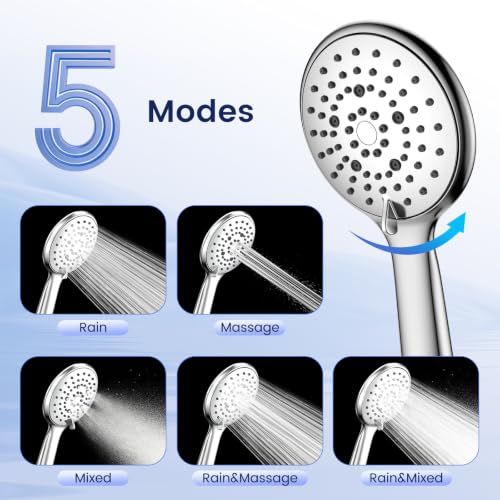 FEELSO High Pressure Handheld Shower Head with Chrome Finish - Combo