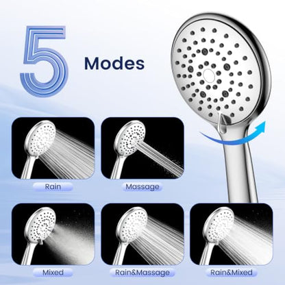 FEELSO High Pressure Handheld Shower Head with Chrome Finish - Combo
