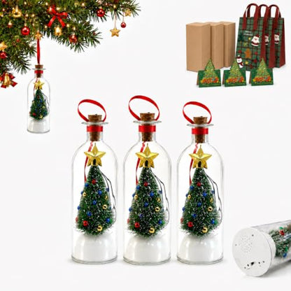 Green 3PCS Recordable Christmas Tree Message Bottle Ornaments - Holiday Decor