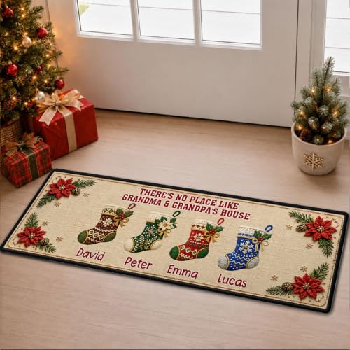 Holiday Gathering Custom Christmas Runner Rug for Grandparents House Doormat - Festive Family Gift