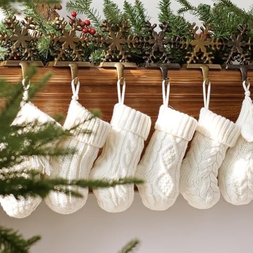 Mini Knitted Christmas Stockings 6 Pack - Rustic Farmhouse Holiday Decor