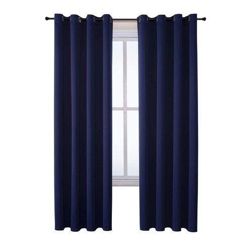 ChrisDowa Grommet Blackout Curtains for Bedroom 52 x 84 Inch - 2 Panels Set Thermal Insulated Room Darkening Curtains for Living Room, Navy Blue