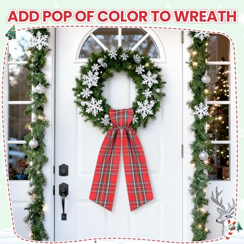 Christmas Wreath Sash for Front Door - 56 Inch Holiday Decor, Red & Green Plaid - Variation of This Listing