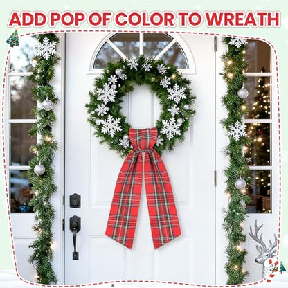 Christmas Wreath Sash for Front Door - 56 Inch Holiday Decor, Red & Green Plaid - Variation of This Listing