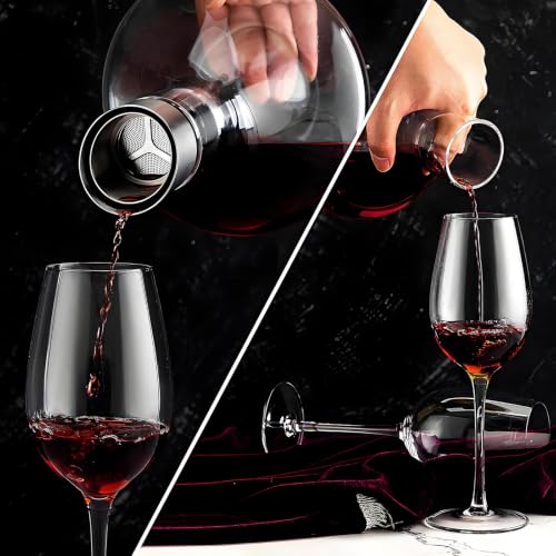 Stainless Steel Wine Aerator Pourer with Sediment Strainer - Universal Fits Decanters