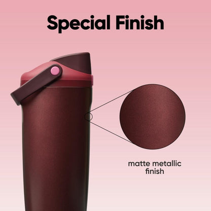Owala FreeSip Sway Water Bottle - Insulated Stainless Steel, 30oz, Two-Way Spout, Black Cherry