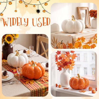 7-Inch White Ceramic Artificial Pumpkin Decor - Fake Halloween Fall Pumpkin, Variation of THIS listing: White a