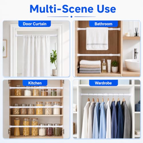 Mini Tension Curtain Rod 10-15 Inch White No-Drill Install for Windows & Closets