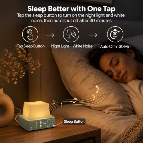 Green Keycap Alarm Clock with Sleep Mode & Dual Alarm - Rechargeable Digital Desk Clock