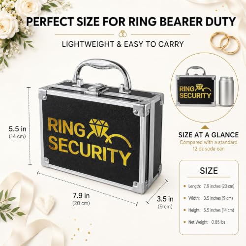 Ring Security Wedding Ring Bearer Box Gifts Set - Briefcase Set A Gold Variation