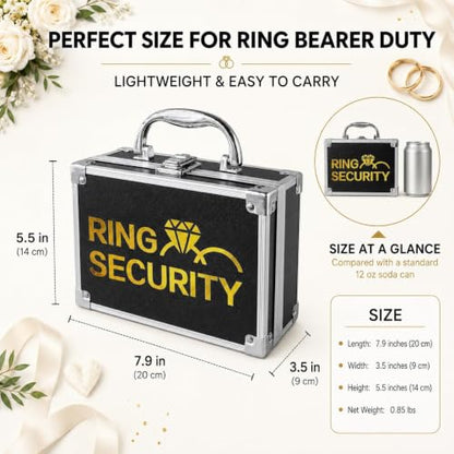 Ring Security Wedding Ring Bearer Box Gifts Set - Briefcase Set A Gold Variation