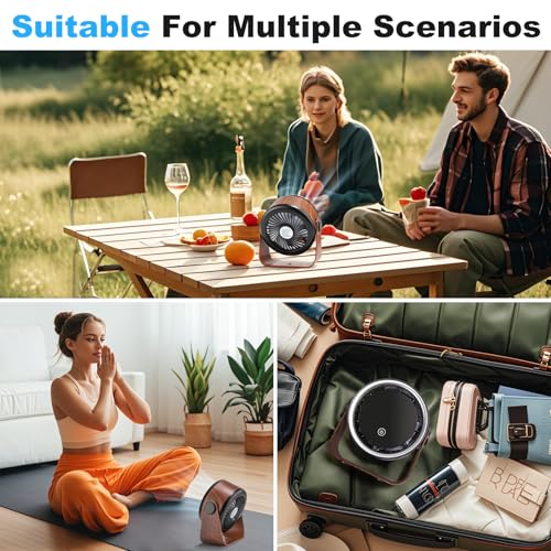 Desk Fan 360° Rotation 5-Speed Rechargeable Battery 2 cm Walnut