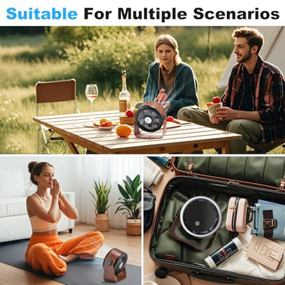 Desk Fan 360° Rotation 5-Speed Rechargeable Battery 2 cm Walnut