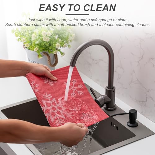 Christmas Snow Red Placemats Set of 4 - Heat-Resistant Non-Slip Table Mats