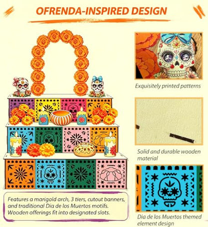 LED Day of the Dead Altar Kit - Multicolor Light-Up Día de los Muertos Ofrenda Set