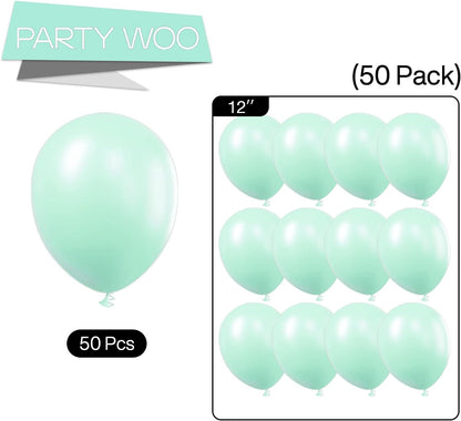 PartyWoo Teal Balloons - 50 Pack 12 Inch Pastel Turquoise Balloons for Graduation & Baby Showers