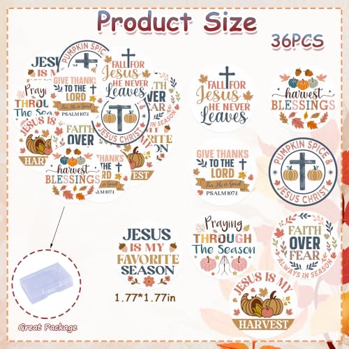 Fall Jesus Edible Cupcake Toppers 36PCS - Thanksgiving Religious Cake Decor