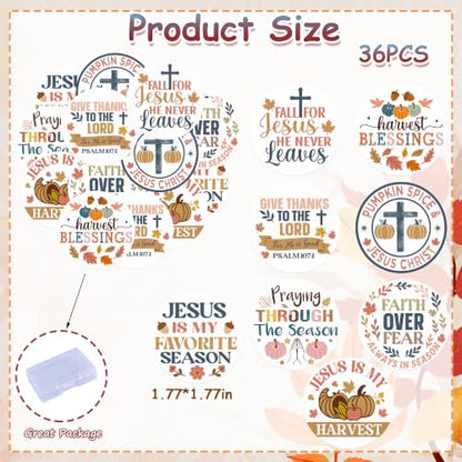 Fall Jesus Edible Cupcake Toppers 36PCS - Thanksgiving Religious Cake Decor