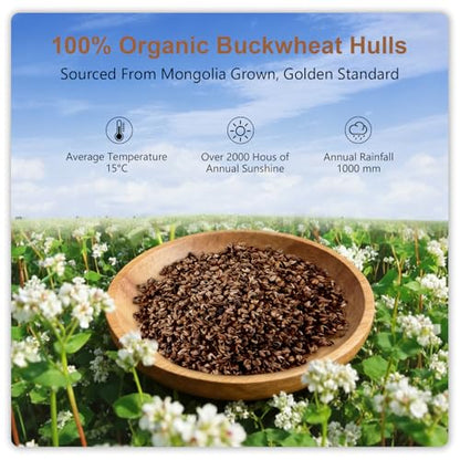 Organic Buckwheat Pillow for Neck Support with Adjustable Height and Cotton Cover