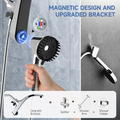 High Pressure Handheld Shower Head with Filter & Magnetic Docking - Chrome