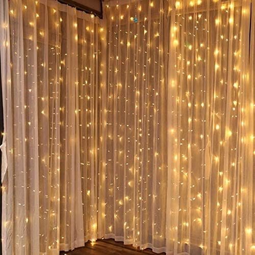 Dazzle Bright Curtain String Lights - 300 LED Warm White Fairy Lights | 9.8ft x 9.8ft, Waterproof with 8 Modes