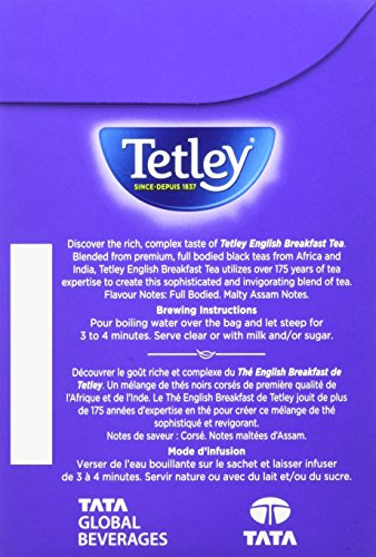 Tetley English Breakfast Tea, 60 Count, 189g/6.7 oz., (Imported from Canada)