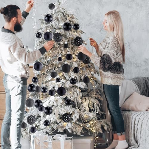 Christmas Ball Ornaments Set - Black 100 Pcs Holiday Decorations