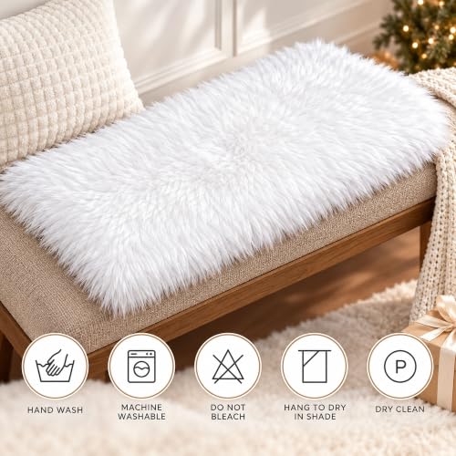 Faux Fur Table Runner 12x36 Inch White Christmas Decor Cozy Holiday Dining