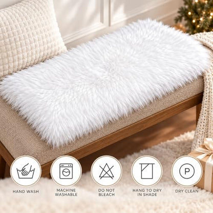 Faux Fur Table Runner 12x36 Inch White Christmas Decor Cozy Holiday Dining