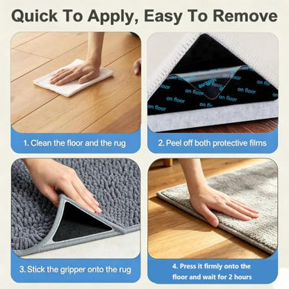 Triangular Rug Grippers for Hardwood Tile Floors - 16 Pcs - Medium