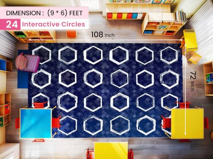 Large Classroom Rug 6x9 ft - Washable Kids Playroom Carpet for Elementary & Preschool
