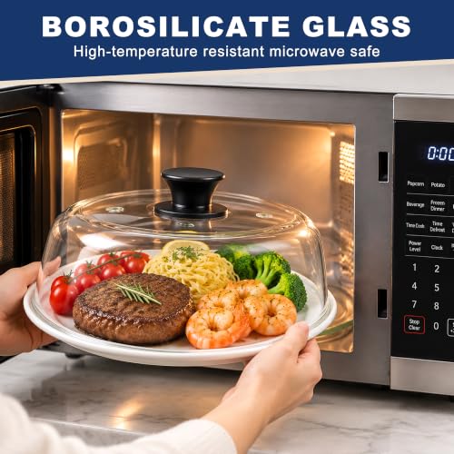 Glass Microwave Splatter Cover for Food 6-10 Inch - Borosilicate, Dishwasher Safe