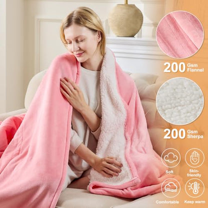Pink Twin Electric Heated Blanket 62x84 ETL Safety Certification