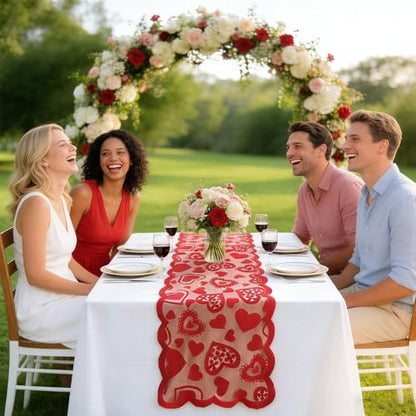 Valentine's Day Decor Red Lace Table Runner 13x72 Inch for Wedding & Romantic Events - Variation of THIS listing