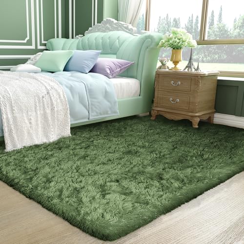 Ophanie 7x10 Area Rugs for Living Room, Upgrade Non-Slip Fluffy Soft Large Shag Bedroom Carpet, Grey Big Indoor Thick Nursery Rug, Gray Carpets for Boy and Girls Room Dorm Home Decor Aesthetic
