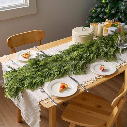 6ft Artificial Christmas Cedar Garland with Realistic Pine Design for Holiday Decor