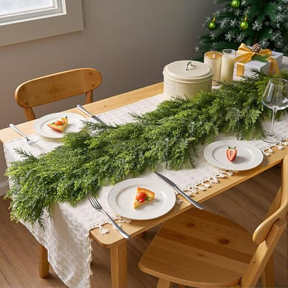6ft Artificial Christmas Cedar Garland with Realistic Pine Design for Holiday Decor